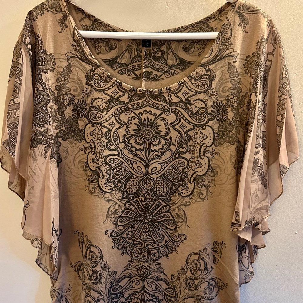Chic Beige and Black Women's Blouse